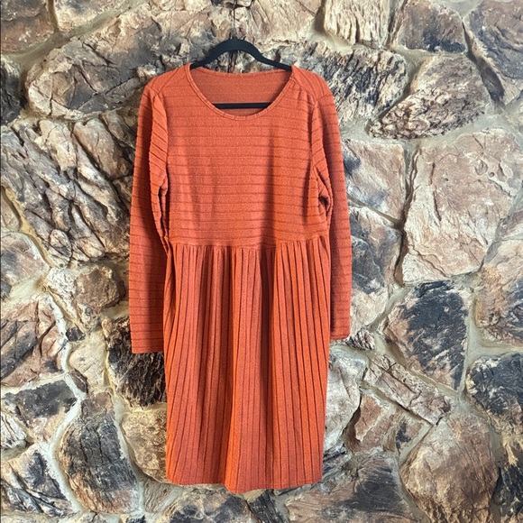 Dresses & Skirts - Orange Long Sleeve Cotton Dress